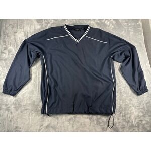 Callaway Golf Mens Navy Blue V-Neck Windbreaker Pullover Jacket Large Piping L